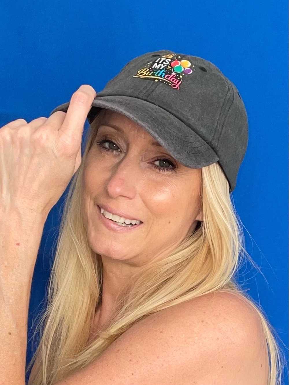 It’s My Birthday Embroidered Adjustable Baseball Cap Hat – charcoal grey / black